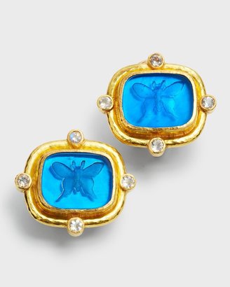 Elizabeth Locke Butterfly Intaglio Clip/Post Earrings, Crystal