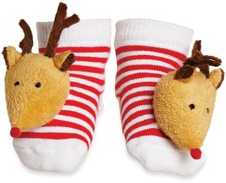 Mud Pie Mud PieTM Reindeer Christmas Rattle Toe Socks
