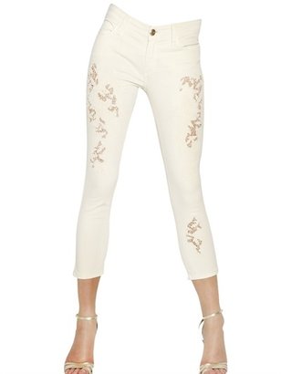 Blumarine Embellished Lace Cotton Denim Jeans