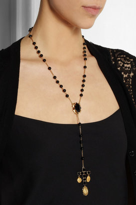Dolce & Gabbana + V&A gold-plated, onyx and glass rosary necklace