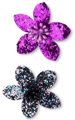 Xhilaration Girls' 2-Pack Assorted Glitter Flower Hair Clips