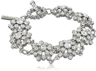 Nina 'Juni' Crystal Cluster Silver Colored Toggle Bracelet, 7''