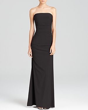 Nicole Miller Ruched Strapless Gown