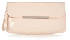 J by Jasper Conran Designer light pink metal edge patent clutch bag