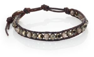 Chan Luu Pyrite, Crystal, Sterling Silver & Leather Beaded Wrap Bracelet