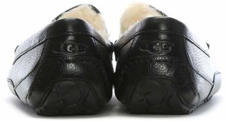 UGG Mens Ascot Black Leather Shearling Slippers