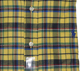 Polo Ralph Lauren Mens Pony Logo Custom Slim Fit Flannel LS Sport Dress Shirt