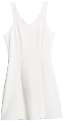 MANGO V-Neck Neoprene Effect Dress, Natural White