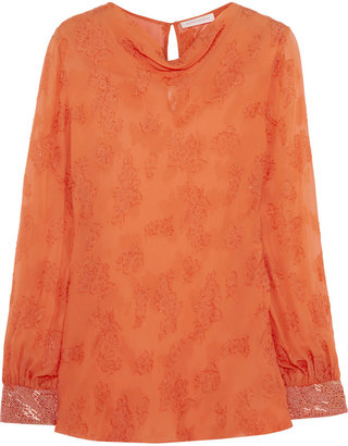 Matthew Williamson Embellished silk-blend jacquard blouse
