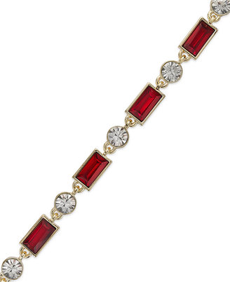 Charter Club Gold-Tone Red and Clear Stone Flex Bracelet