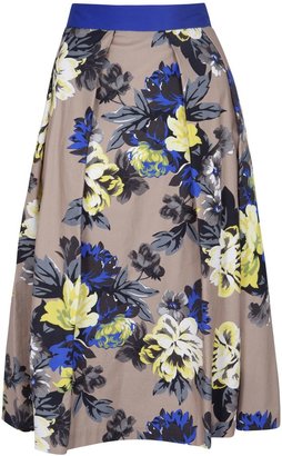 Closet Floral contrast waist skirt