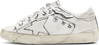 Golden Goose SSENSE EXCLUSIVE White Leather Drawn Detail Superstar Sneakers