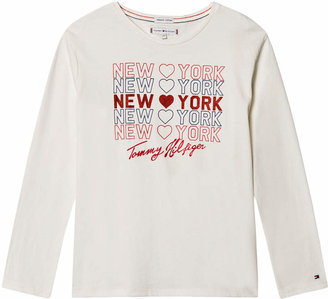Tommy Hilfiger White Essential Branded Long Sleeve T-Shirt