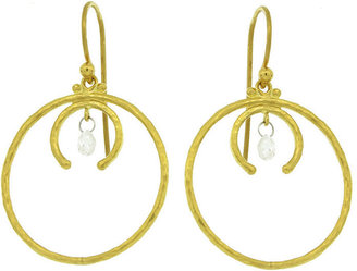 Gurhan Circle Drop Earrings with Diamond Briolettes - 24 Karat Yellow Gold