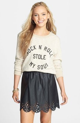 Volcom 'No Running' Lasercut Faux Leather Skirt (Juniors)