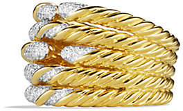 David Yurman Willow Open Five-Row Ring with Diamonds in Gold