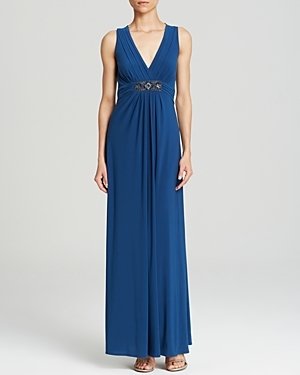 Boutique Gown - Sleeveless V Neck Jersey Lace Back