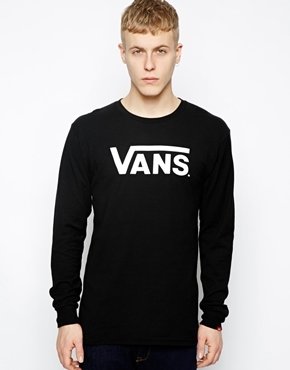 Vans Long Sleeve Top With Classic Logo - Black