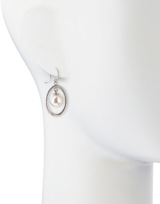 Majorica 10mm Pearl-Drop Silver Oval Earrings
