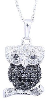 0.03 CT.T.W. Diamond Owl Animal Pendant in Sterling Silver