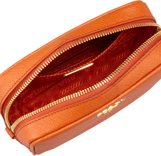 Prada Saffiano Small Zip Crossbody Bag, Orange