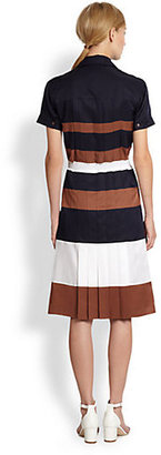 Rochas Collared Silk Stripe Dress