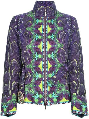 Roberto Cavalli floral and snakeskin print padded coat