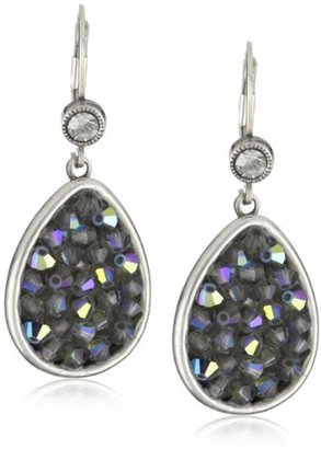 Liz Palacios Orient Express" Teardrop Silver Shade Crystal Earrings
