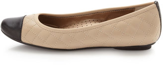 Neiman Marcus Saucy Quilted Leather Ballerina Flat, Pudding