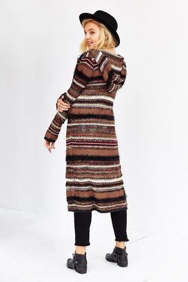 Urban Outfitters Ecote Mixed Textured Striped Maxi Cardigan