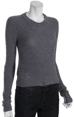 BCBGMAXAZRIA heather grey stretch wool-cashmere blend 'Sage' waffle sweater