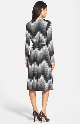 Donna Ricco Print Belted Jersey Fit & Flare Dress