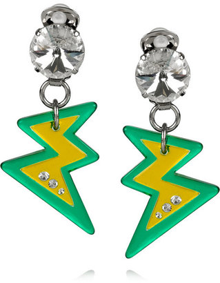 Miu Miu Plexiglass crystal lightning bolt clip earrings