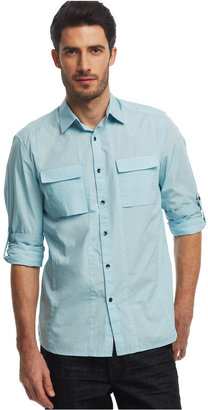 Kenneth Cole Reaction Novelty Roll-Tab Sleeve Shirt