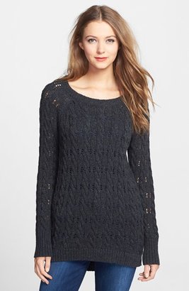 Caslon High-Low Cable Tunic Sweater