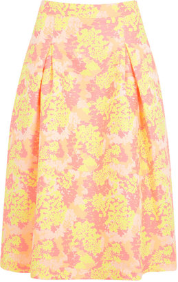 Miss Selfridge Neon floral midi skirt