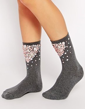 ASOS Front Embellished Ankle Socks - Dark gray