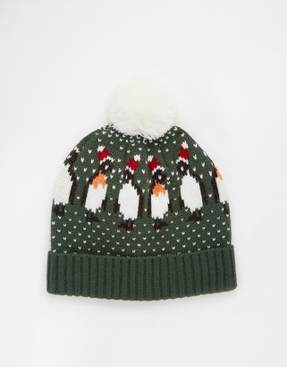 A Question Of ASOS Bobble Beanie Hat with Penguins