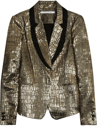 Diane von Furstenberg Ofelia croc-effect metallic blazer