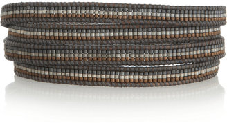 Chan Luu Leather and bead five wrap bracelet