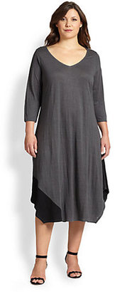 Eileen Fisher Eileen Fisher, Sizes 14-24 Linen V-Neck Dress