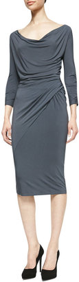 Donna Karan Draped Scoop-Neck Jersey Dress