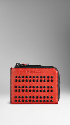 Burberry Studded Grainy Leather Coin Wallet