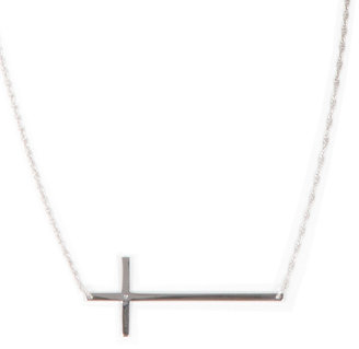 Jennifer Zeuner Jewelry Julia Horizontal Thin Cross Necklace with Diamond