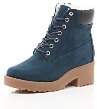 River Island Girls blue lace up boots