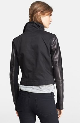 Veda 'Max Army' Leather & Cotton Twill Jacket