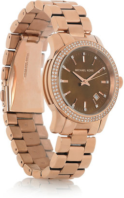 Michael Kors Rose gold-plated and crystal watch