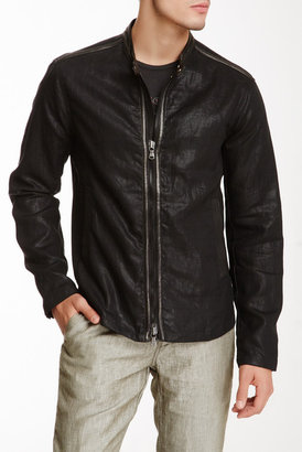 John Varvatos Star USA By Leather Trim Linen Moto Jacket