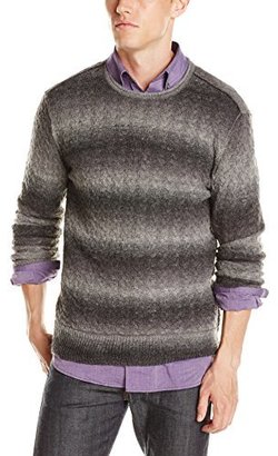 John Varvatos Men's Space Dyed Crew Neck Sweater with All Over Cable Stitch Design