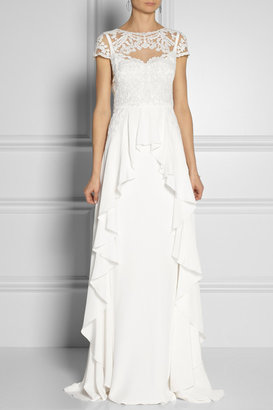 Temperley London Bluebell Silk And Embroidered Lace Gown - White